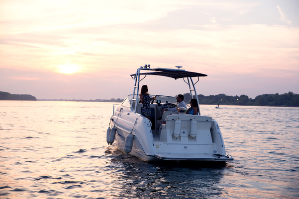 a small boat in a body of water